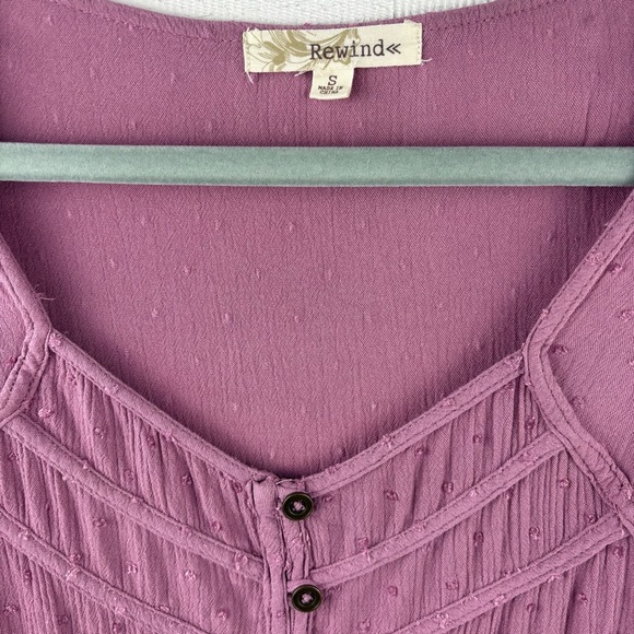 Rewind Lavender Button-Front Peplum Blouse Cottagecore Flowy Sleeves Small Boho - Picture 4 of 11